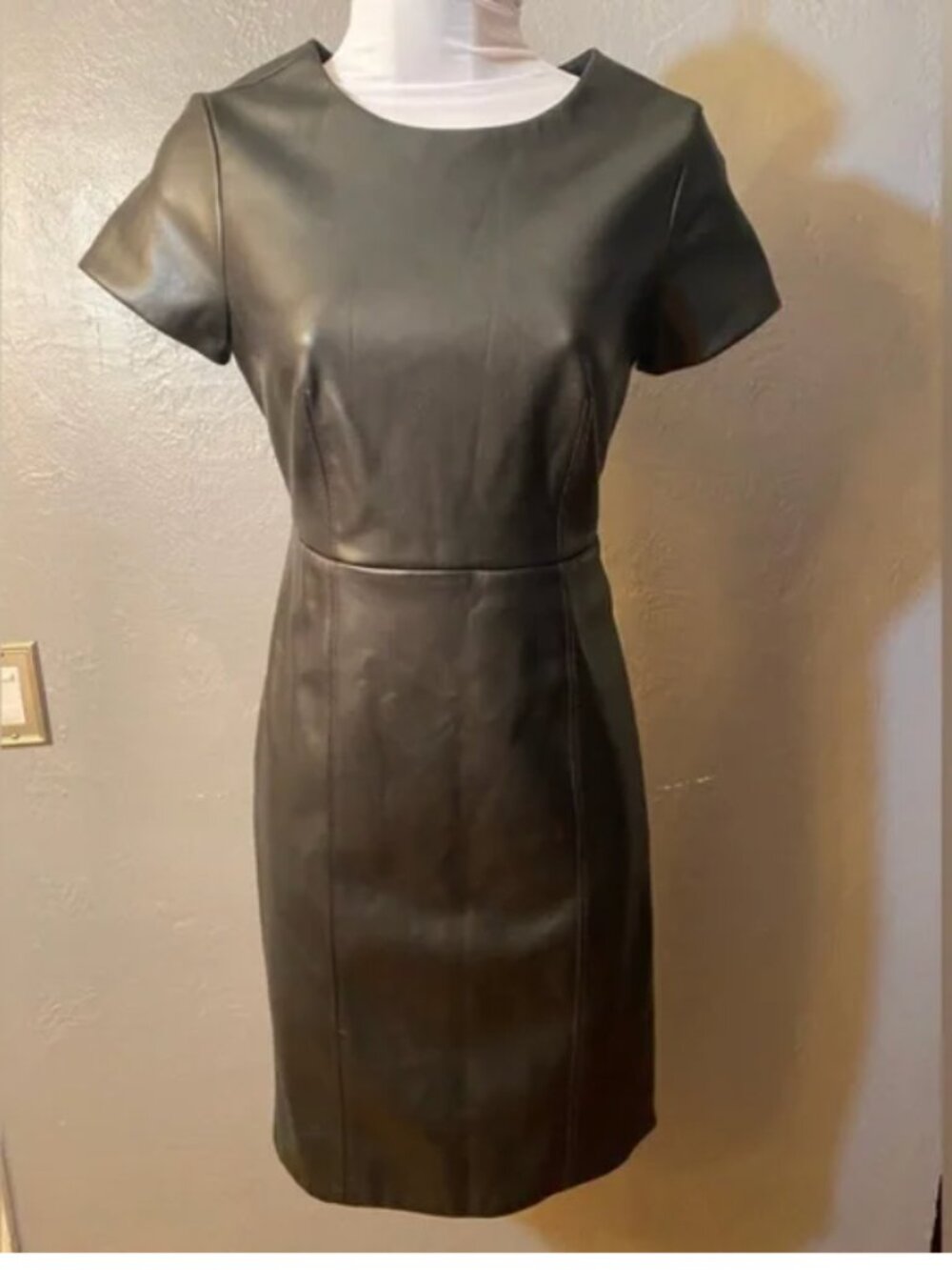 NWT Ann Taylor Faux Leather Shift Dress Petite 12 size NEW WITH TAGS